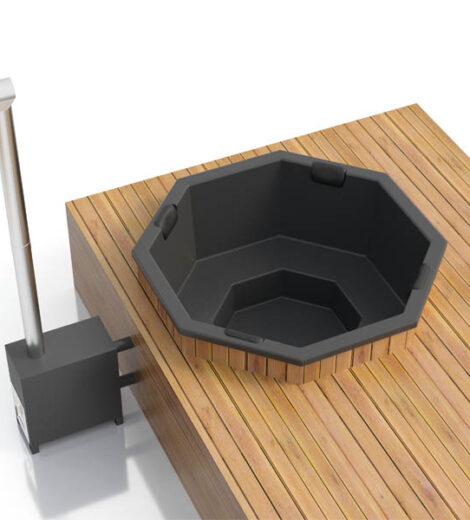 Einbau Badefass 6 Personen für Terrasse aus GFK 1,8×1,8m